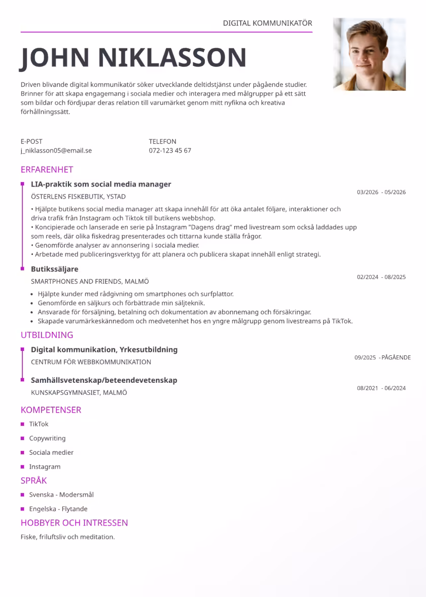 Classic Exempel CV