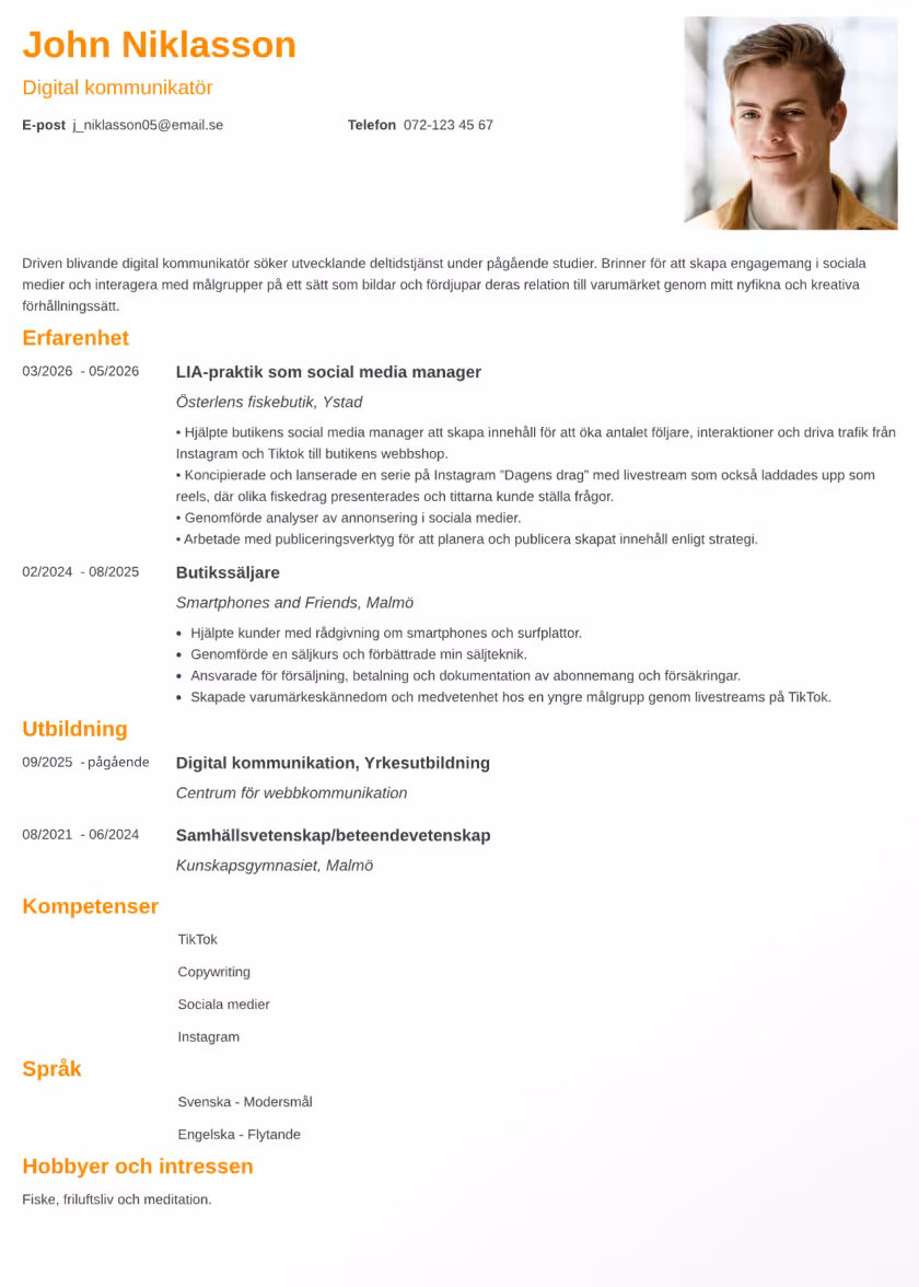 Minimo Exempel CV